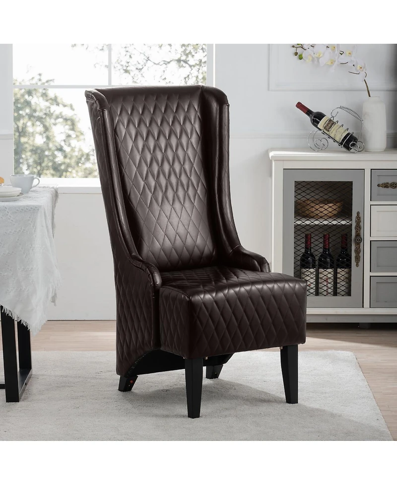 Streamdale Furniture Faux Leather High-Back Accent Chair, Modern Side Chair for Living Room, Bedroom