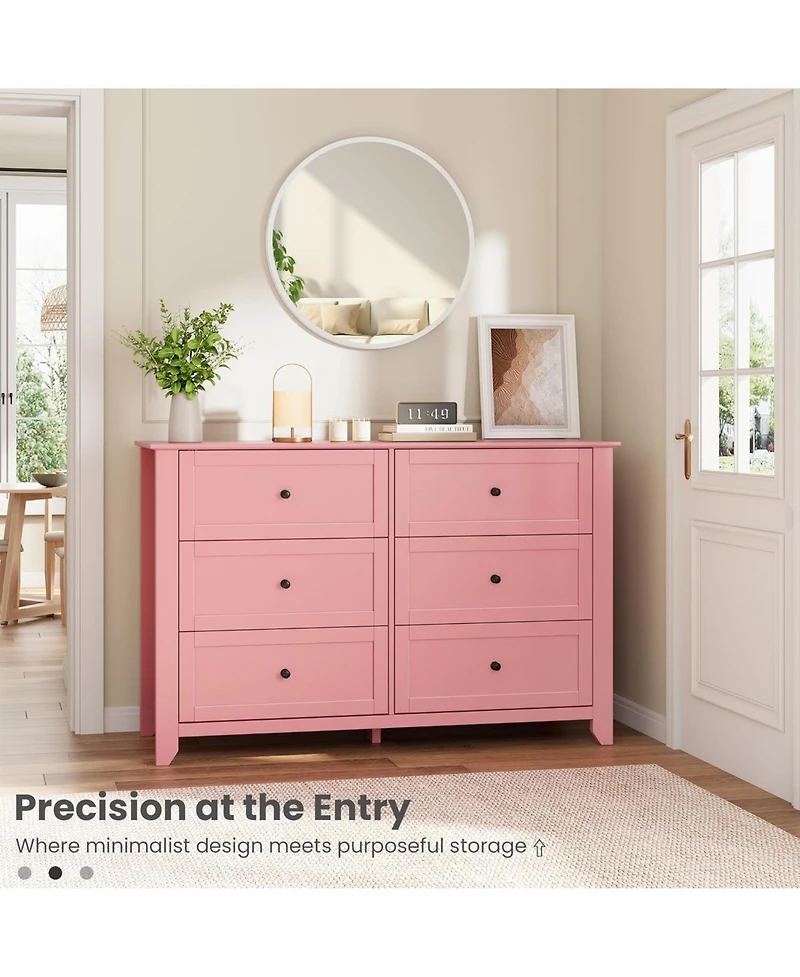 gaomon 6-Drawer Dresser for Bedroom, Large Wooden Chest with Deep Drawers and Metal Knobs for Entryway, Hallway