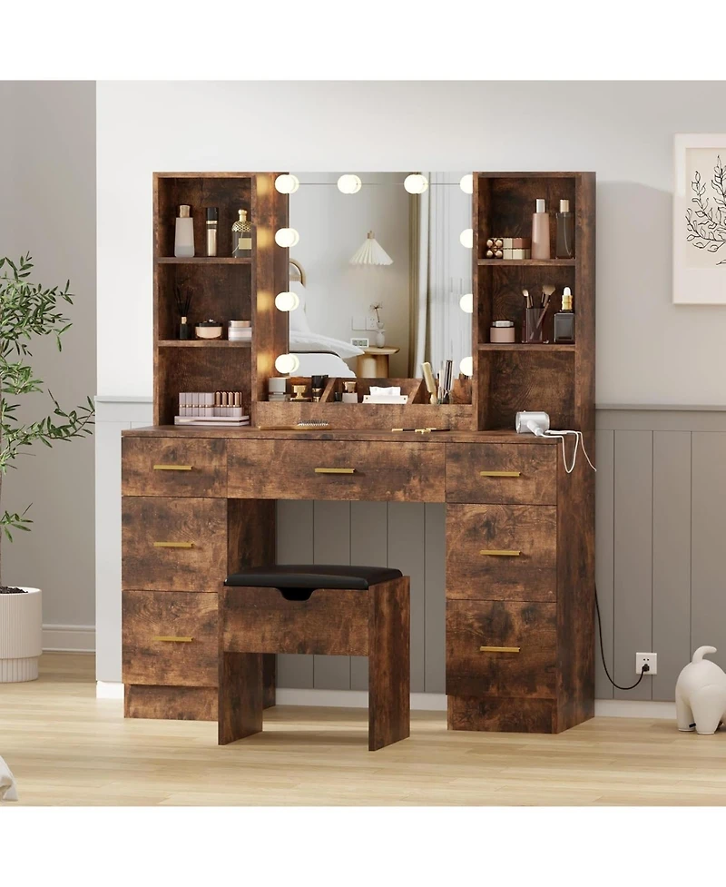 gaomon 56in Modern Vanity Set with Led Lighted Mirror