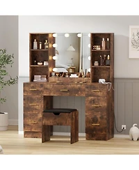 gaomon 56in Modern Vanity Set with Led Lighted Mirror
