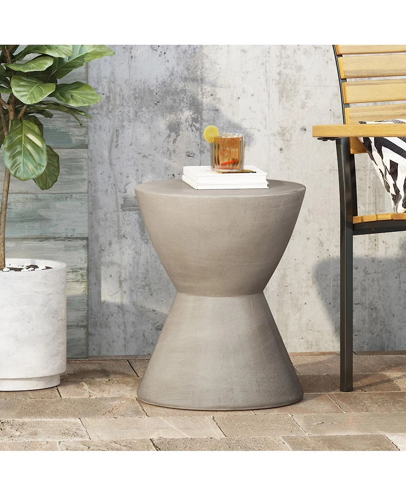 Streamdale Furniture Hourglass Pedestal Lightweight Concrete Side Table