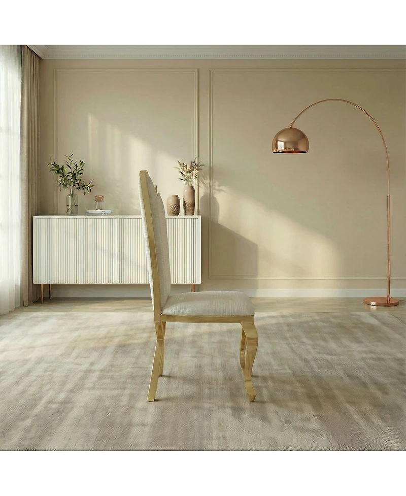 Streamdale Furniture Gorgeous Streamlined white Pu stainless steel dining chair, set of 2