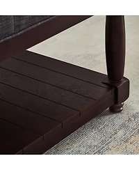 Streamdale Furniture Large Square Tufted Linen Ottoman Coffee Table with Solid Wood Shelf