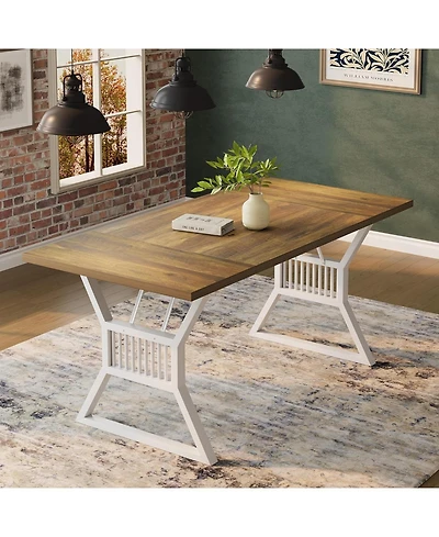 Streamdale Furniture 70.8 Inch Dining Table 4-6 Person Kitchen Table with Heavy Duty Metal Legs Farmhouse Dining Room Table for Kitchen Living Room