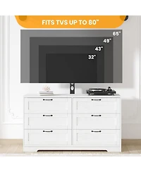 Gaomon Entertainment Center with Mount: Tv Stand Features 6 Drawers, Height-Adjustable Mount for 32/45/55/65/75/80 Inch TVs
