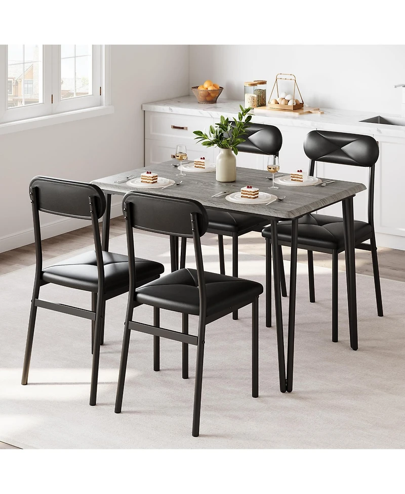 gaomon Dinner Table Set for 4,5 Piece Kitchen and Chairs,Rectangular Dining Room with 4 Upholstered Chair