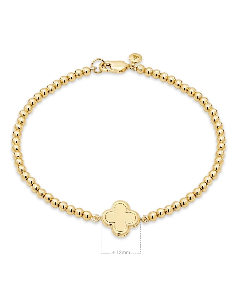Devata Clover Beaded Ball Bracelet Gold Plated Sterling Silver