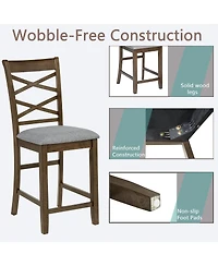 Streamdale Furniture Wooden Counter Height Chairs Set of 4 with Padded Seat