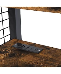 Flynama Full Size Loft Bed w Desk and Wardrobe Heavy Duty Metal Frame Built In Charging Station