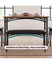 gaomon 4 Piece Rustic Upholstered Dining Set – Table, Chairs & Bench