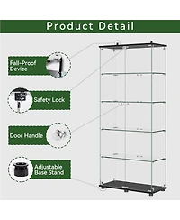 Streamdale Furniture Glass Display Cabinet with Lock, 5-Shelf