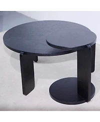 Streamdale Furniture Nesting round wood coffee table set of 2, black oak veneer top, water/wear-resisting