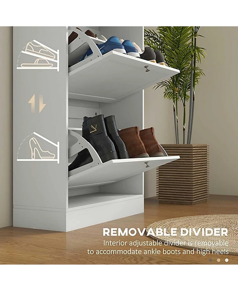 Rainsken Modern Narrow Shoe Cabinet, Hidden Shoe Storage Organizer for 18 Pairs of Shoes with 3 Flip Drawers and Adjustable Shelves for Entryway