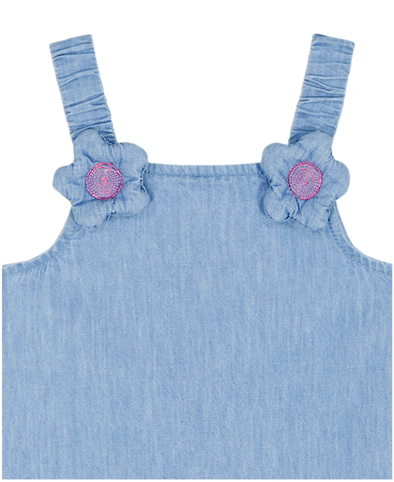 Kids Headquarters Girls' 2T-6X Denim Tunic Top and Print Capri Leggings, 2 Piece-Set