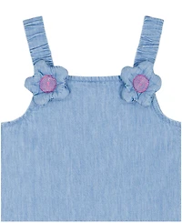 Kids Headquarters Girls' 2T-6X Denim Tunic Top and Print Capri Leggings, 2 Piece-Set