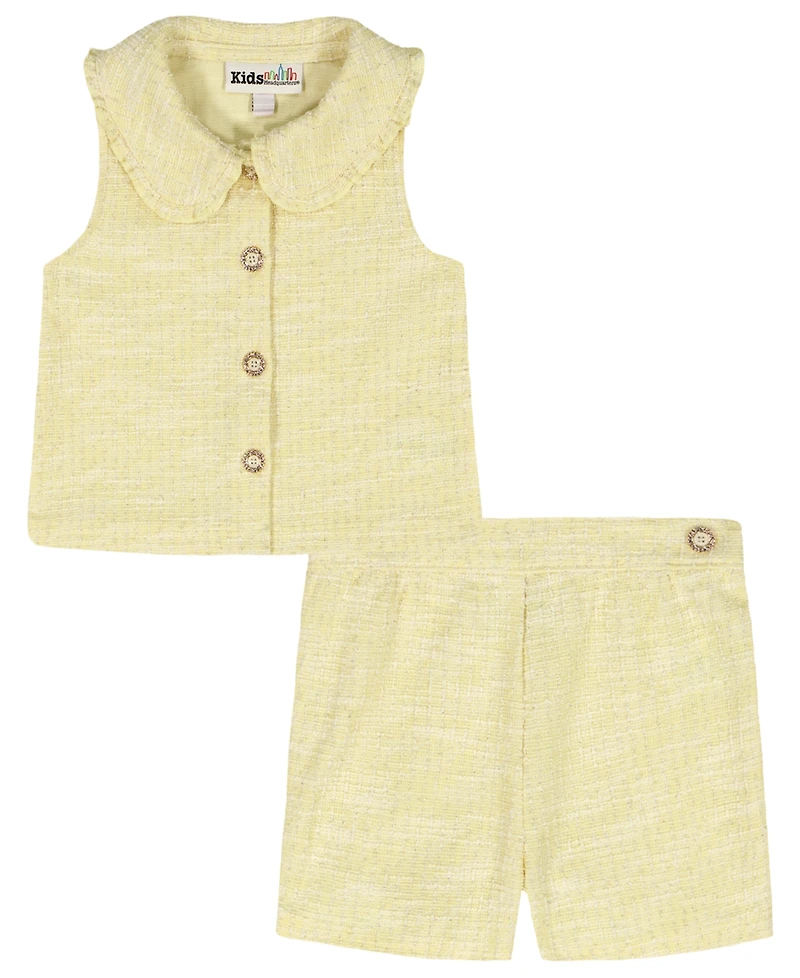 Kids Headquarters Girls' 2T-6X Sleeveless Knit Vest and Shorts, 2-Piece Set