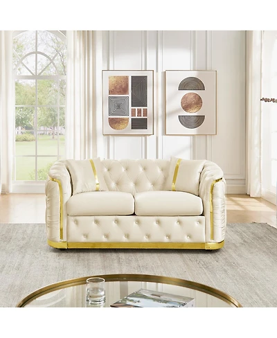 Streamdale Furniture Mid Century Modern Chesterfield Loveseat Couch, Luxury Velvet Tufted Sofa