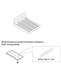 Streamdale Furniture King size Chenille Upholstered Platform Bed Frame with Headboard