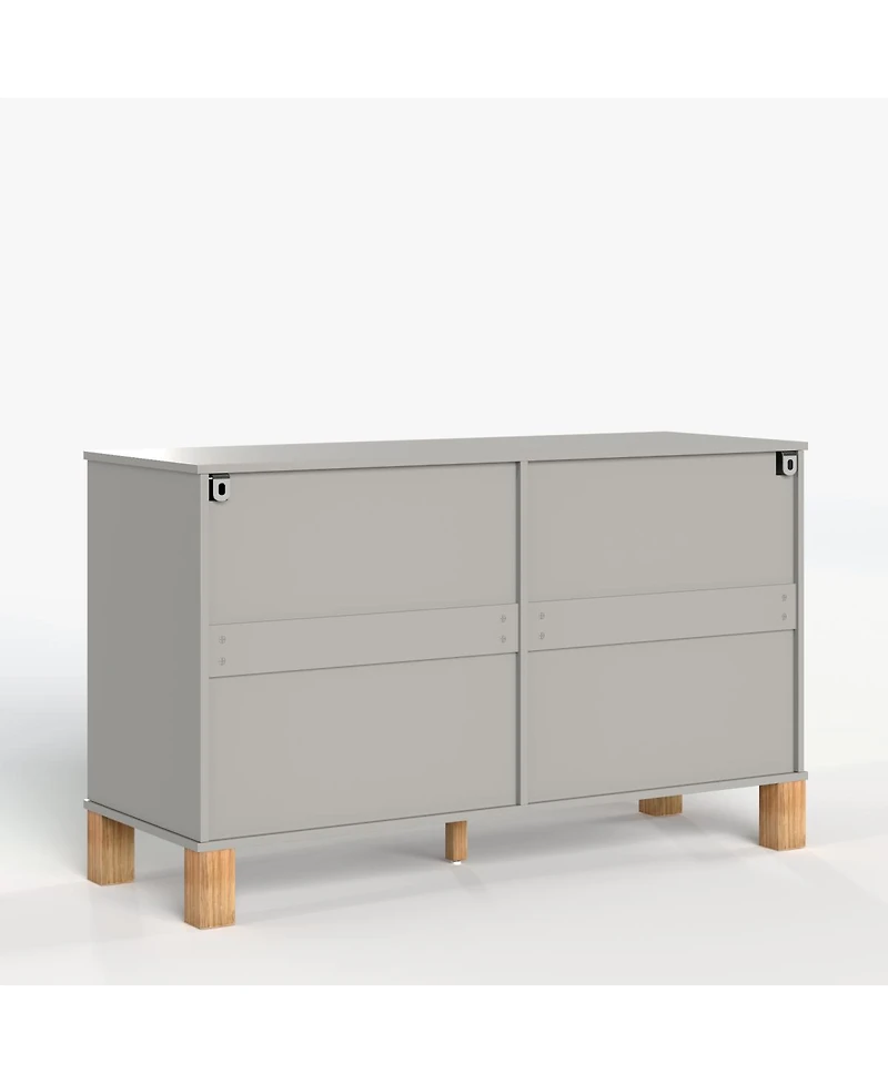 Streamdale Furniture 6-Drawer Double Dresser with Metal Handles & Solid Wood Legs