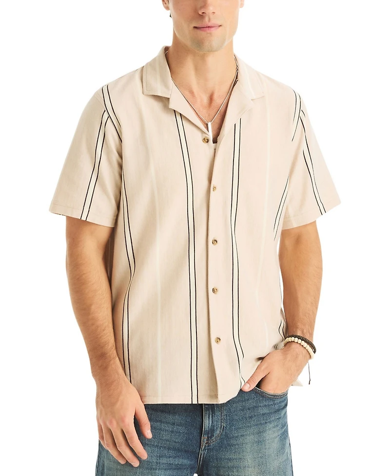 Nautica Men's Striped Spread Collar Shirt