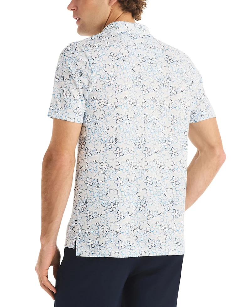 Nautica Men's Short-Sleeve Floral Outline Print Golf Polo Shirt