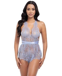 Oh La Cheri Women's Brea Eyelash Lace Romper with Open Back