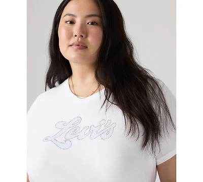 Levi's Plus Rhinestone Perfect Graphic Logo Cotton T-Shirt