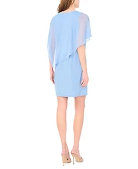 Msk Petite Asymmetric Crew Neck Short Dress