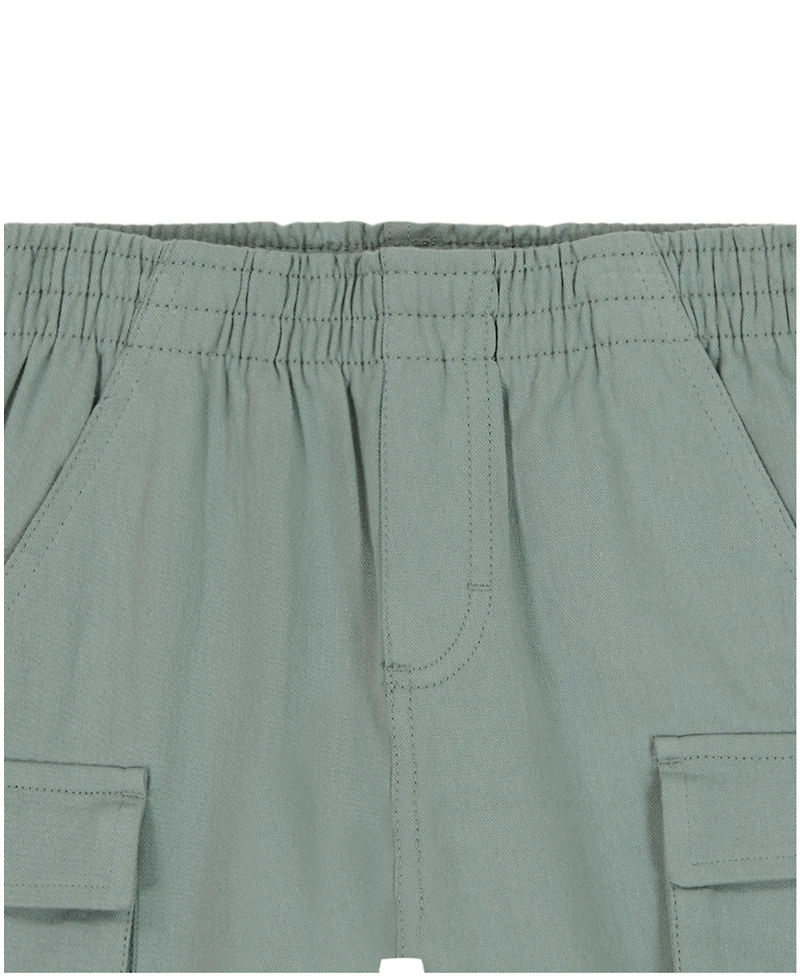 Kids Headquarters Boys' 2T-5T Short-Sleeve Safari Stripes T-Shirt and Poplin Cargo Shorts, 2-Piece Set