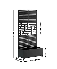 Streamdale Furniture Metal Planter Box with Trellis, 73"x35"x16 Raised Garden Bed with Wheels