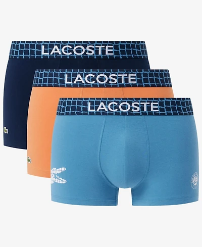 Lacoste Men's Big Croc Logo Trunks, 3-Pack