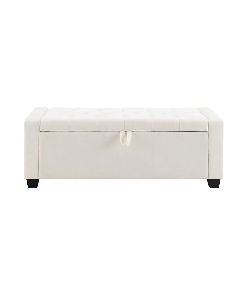 Streamdale Furniture 48" Storage Ottoman Bench with Safety Hinge, Upholstered Entryway Seating
