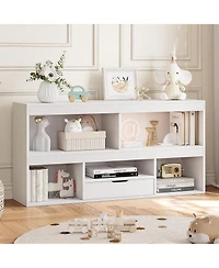 gaomon 5-Cube Kids Toy Storage Organizer – Wooden Bookshelf, 2-Tier Children Bookcase and Cabinet for Playroom, Nursery