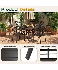 Aoodor Patio Dining Table for 4, 38'' Square Metal Outdoor Patio Table with Umbrella Hole, Outdoor Dining Table for Deck, Yard, Poolside, Porch