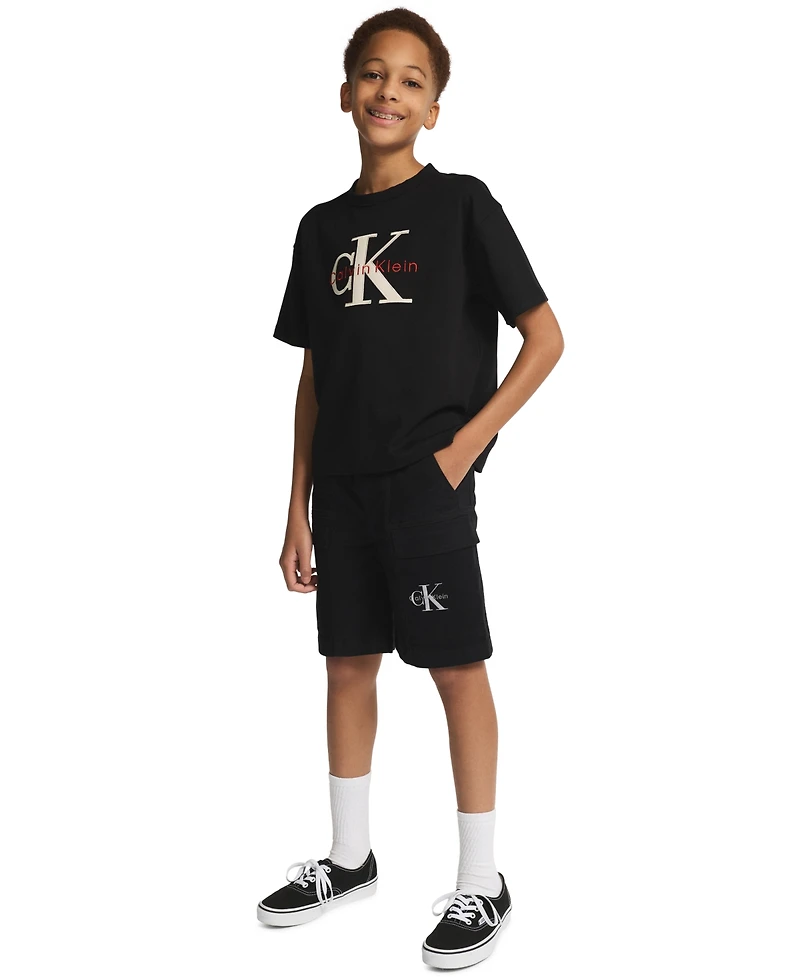 Calvin Klein Boys' 8-16 Mesh Applique Short-Sleeve T-Shirt