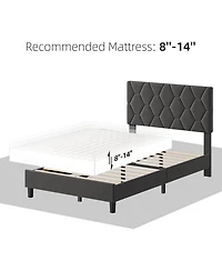 gaomon Bed Frame with Upholstered Headboard,Heavy-Duty Platform Bed Frame with Strong Wood Slats