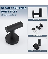 Rainsken 4-Pack Wall-Mounted Stainless Steel Hooks, Bathroom Towel & Coat Hook Matte for Bathroom, Bedroom, Kitchen