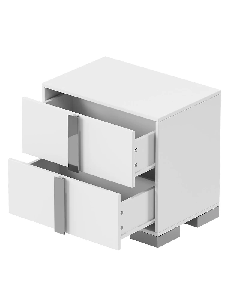 Streamdale Furniture Modern End Table with Drawers & Mirrored Handles