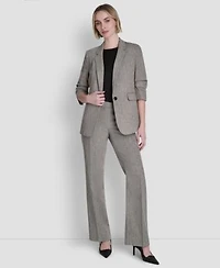 Dkny Petite Notch Collar One Button Jacket Crosshatch Modern Fit Pants
