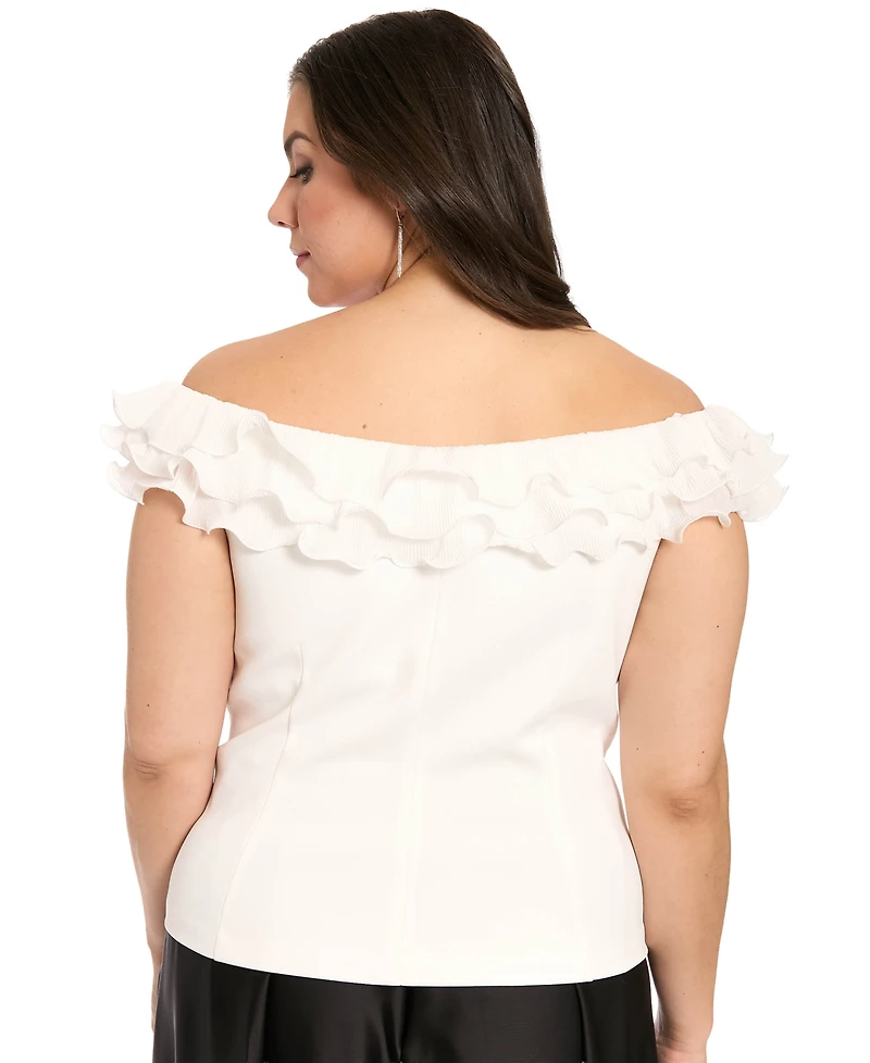 Muse Plus Ruffle Organza Off-The-Shoulder Top