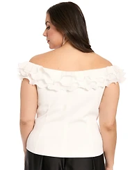 Muse Plus Ruffle Organza Off-The-Shoulder Top