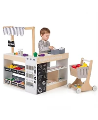 Slickblue Pretend Play Supermarket Toy Set with Cart for Kids