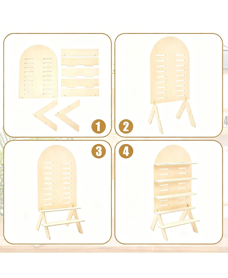 Yigii Adjustable 5-Tier Walnut Display Stand