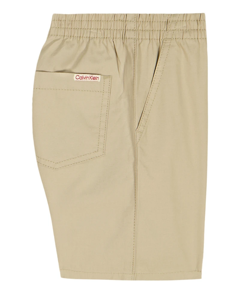 Calvin Klein Boys' 2T-7 Relaxed Monogram T-Shirt and Poplin Shorts, 2-Piece Set