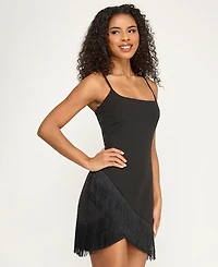 Seni & Cade Juniors' Wrap Skirt Scoop Neck Dress