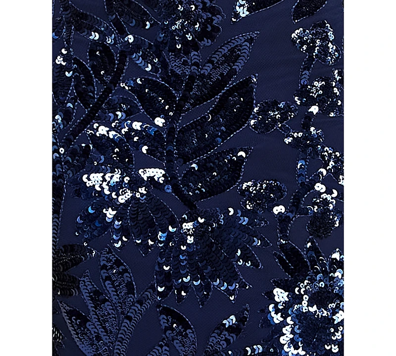 B Darlin Juniors' Halter Neck Floral Sequin Gown