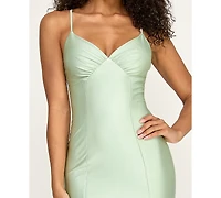 B Darlin Juniors' V-Neck Shiny Knit Gown