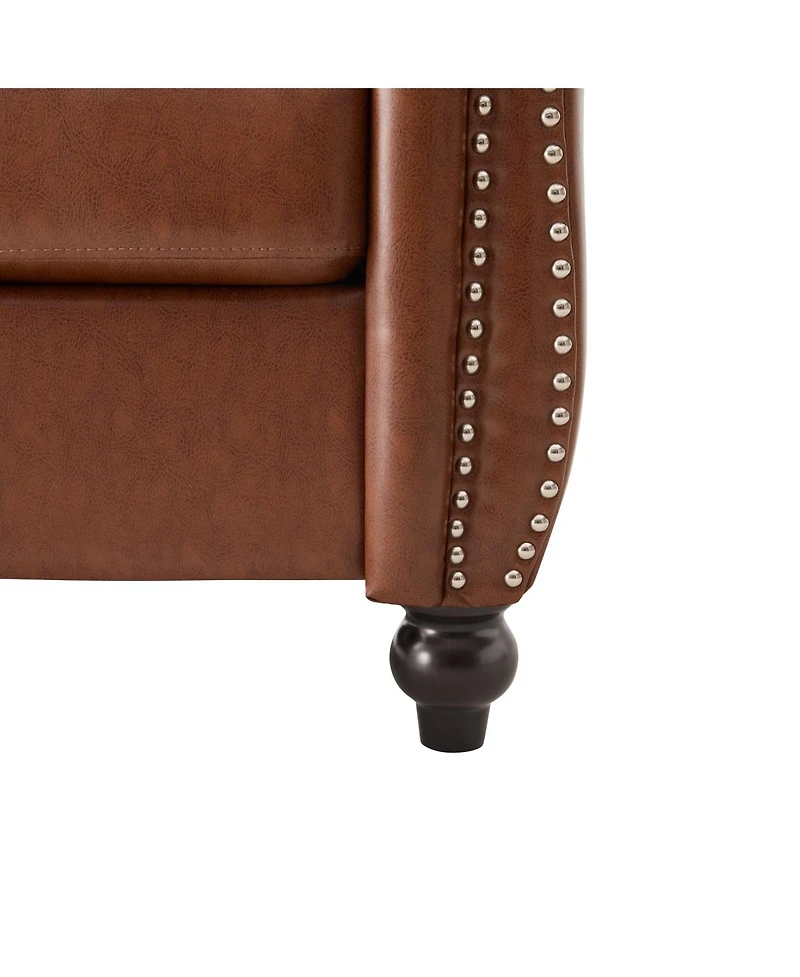 Streamdale Furniture Chesterfield Club Chair with Scrolled Arms, Nailhead Trim, and Solid Wood Legs