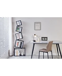 Streamdale Furniture 5-Tier Geometric Bookshelf - Modern Narrow Floor Bookcase