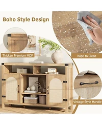 gaomon Farmhouse Wine Bar Cabinate Boho Liquor Sideboard with Wine Racks for Living Dining Room Kit